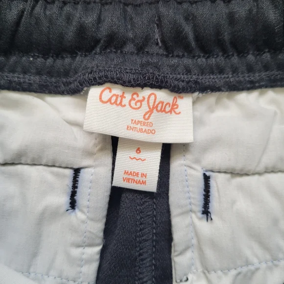 Boys' Pull On Pintuck Stretchy Black Pants - Cat & Jack Elastic Waist - Picture 4 of 6